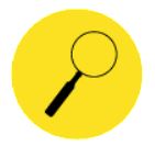 Yellow circle with magnifying glass in it.